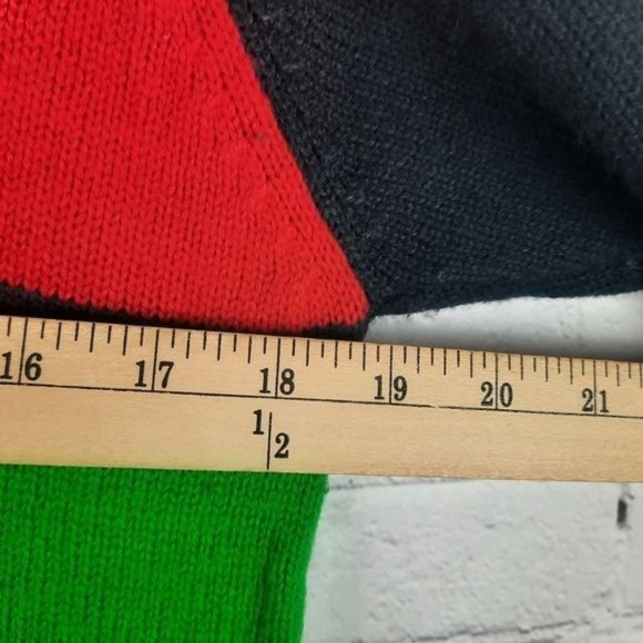 80s Lambswool Knit Sweater Vintage Liz Claiborne Color Block - Picture 9 of 10